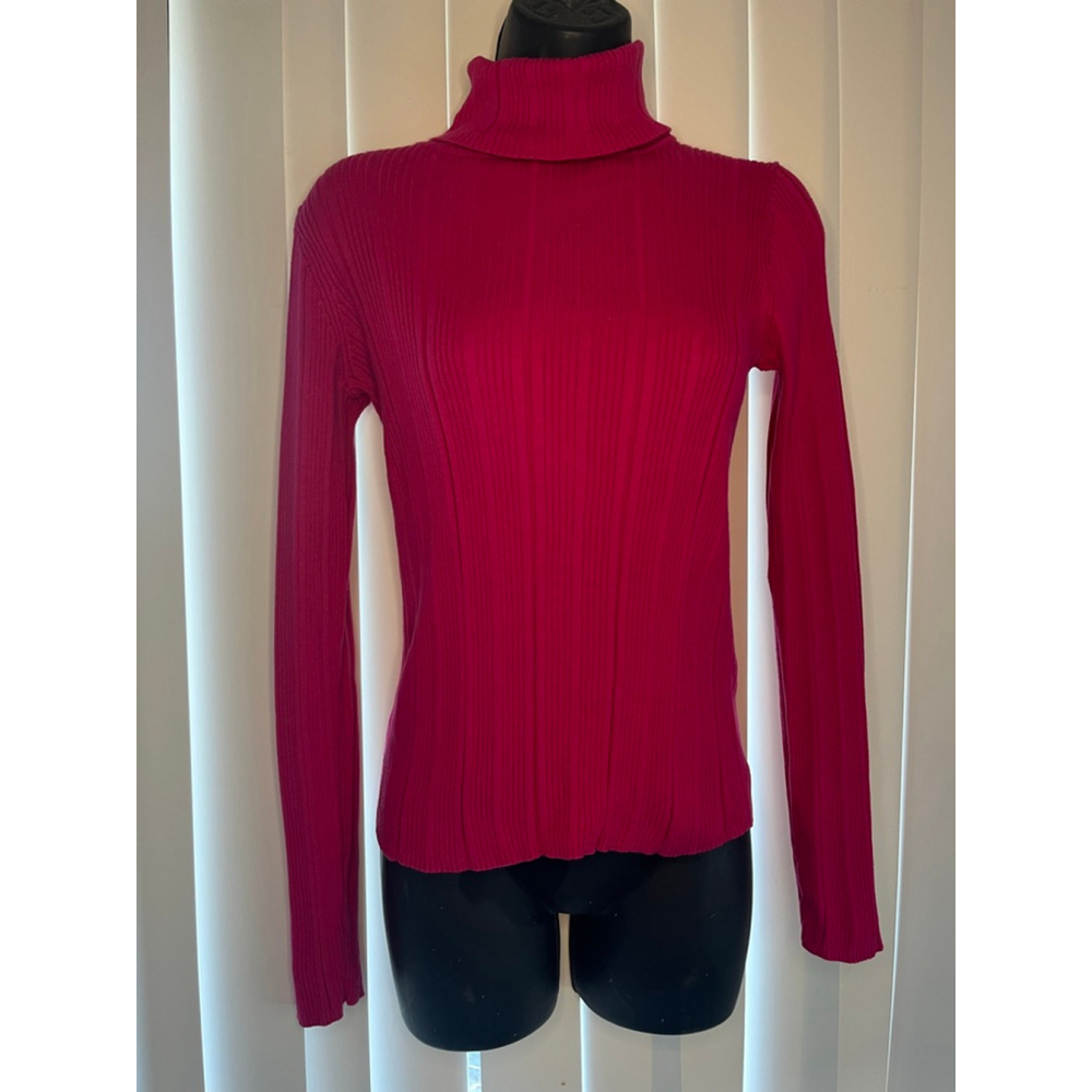 Liz Claiborne Fuchsia Turtleneck Ribbed Sweater